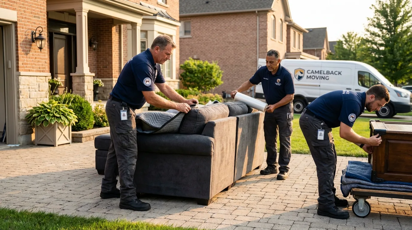Large estate moving crew wrapping furniture in Dunnigan, CA